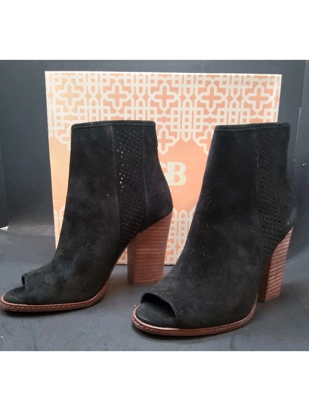 Gianni Bini Boots Womens 8M Black Rhinestones Sparkle Zip Ankle Heeled Shoes